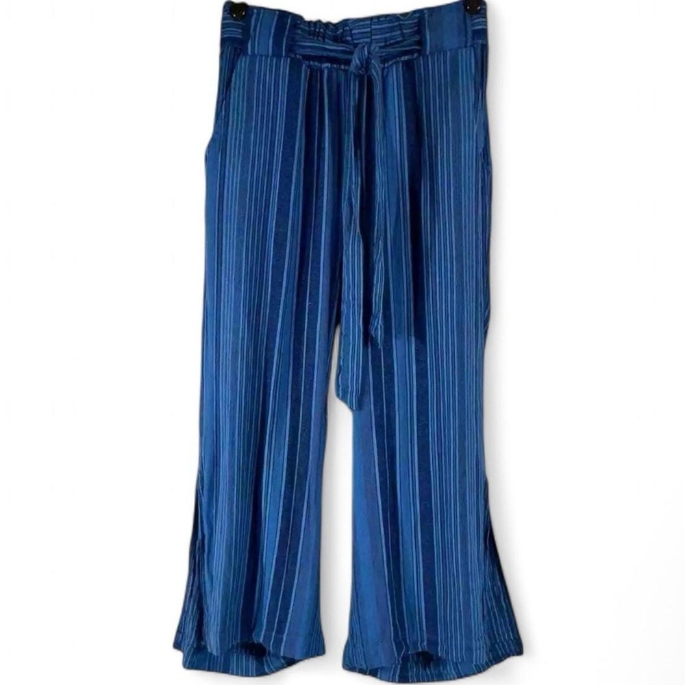 Indigo Rein Womens Belted Cropped Pants-M High Rise Wide-Leg- Linen blend
